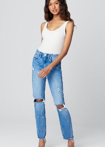 distressed straight jean