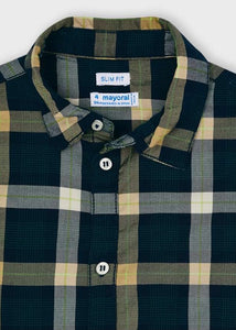 boys navy check shirt