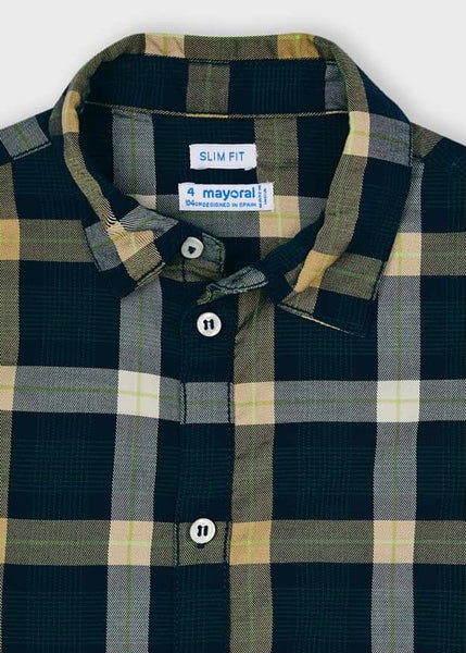 boys navy check shirt
