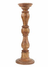 Load image into Gallery viewer, brown beaded wood candlestick
