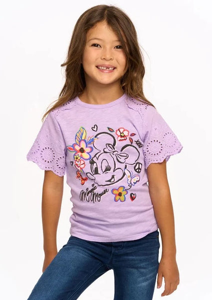 girls eyelet sleeve minnie tee