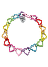 Load image into Gallery viewer, girls rainbow heart link bracelet
