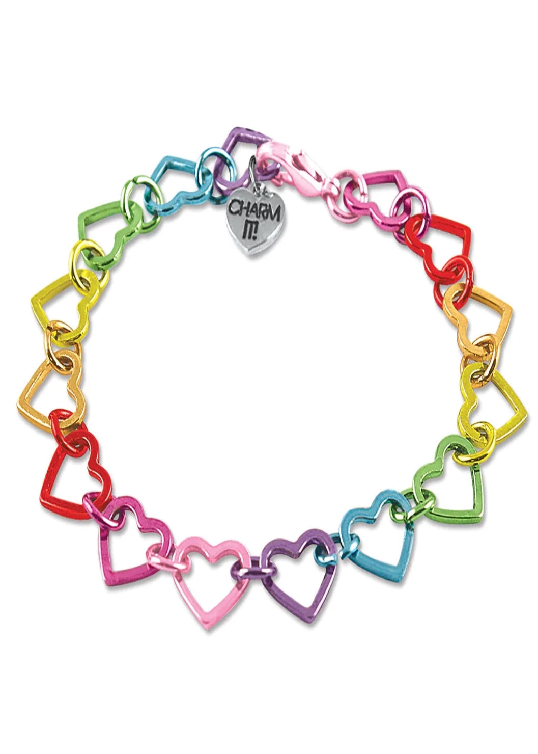girls rainbow heart link bracelet