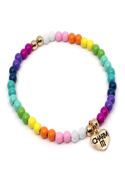 girls rainbow stretch bead bracelet