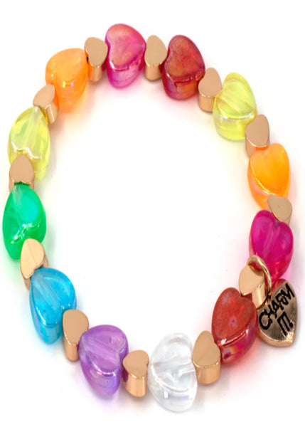 rainbow heart bead bracelet