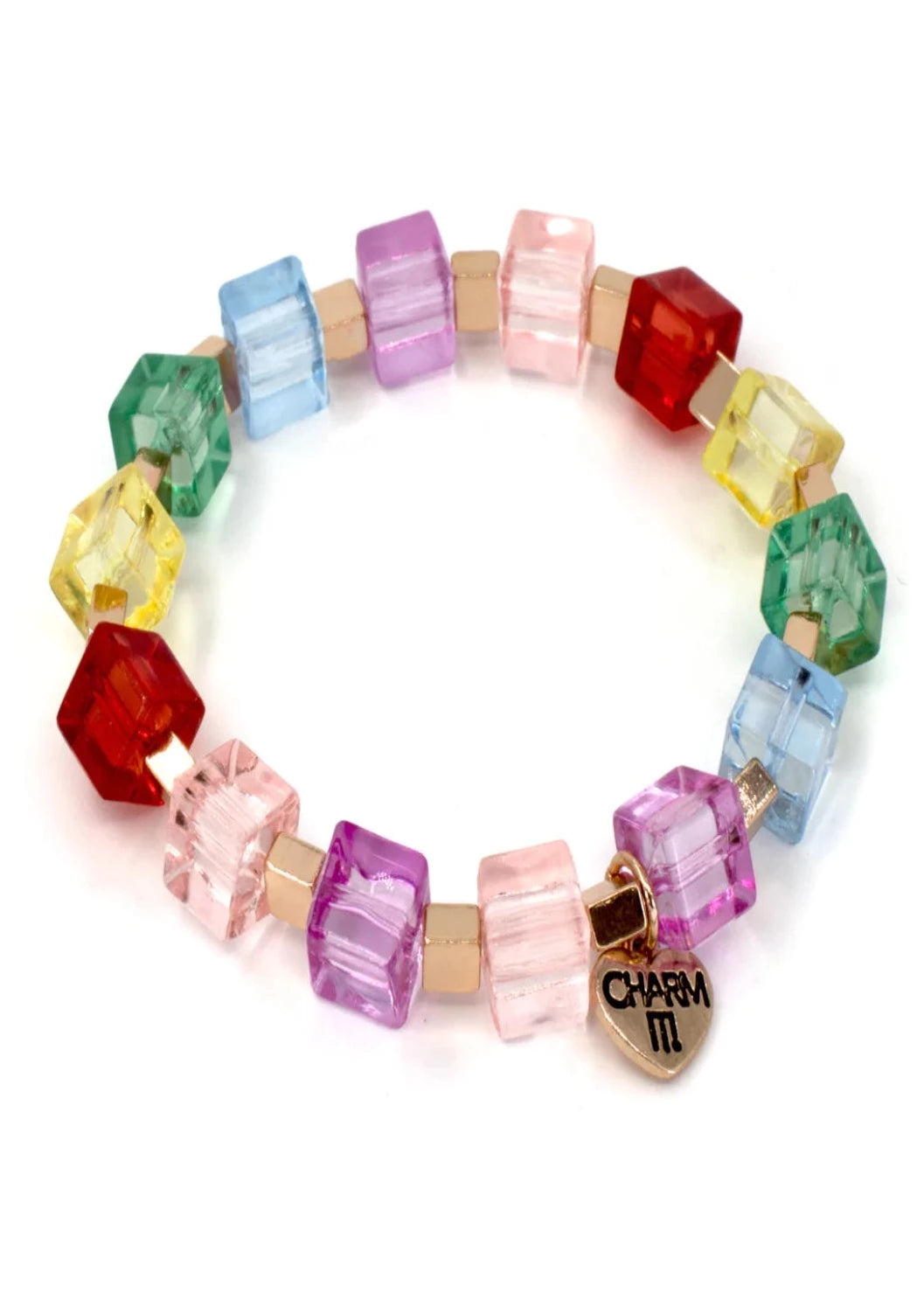 rainbow cube bead bracelet