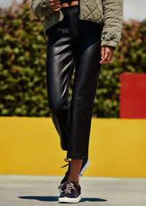 women  faux leather crop pant 
