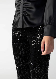 flocked sequin flare pant