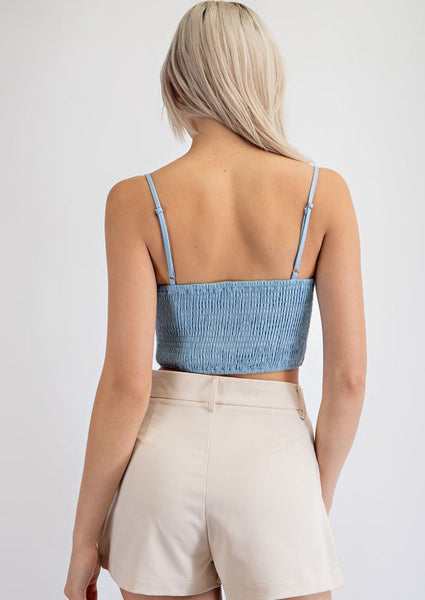 denim bralette crop top