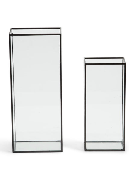 black trim rectangular vase