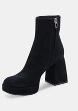Load image into Gallery viewer, women black suede chunky platform bootie
