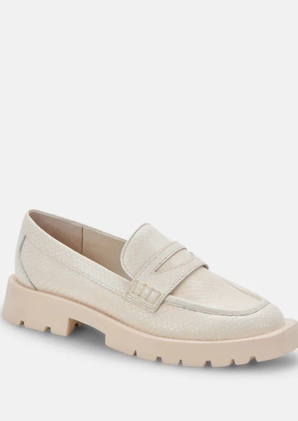 embossed lug sole loafer
