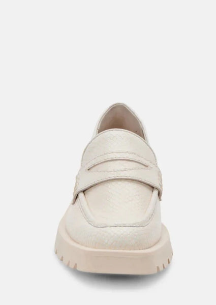 embossed lug sole loafer