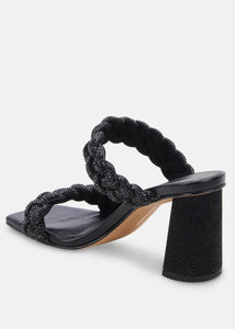 rhinestone braid block heel sandal