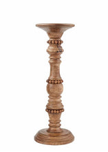 Load image into Gallery viewer, brown beaded wood candlestick
