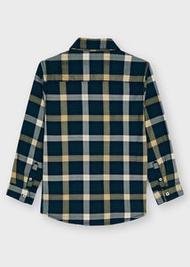 boys navy check shirt