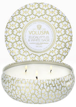 Load image into Gallery viewer, 3 wick tin candle - eucalyptus
