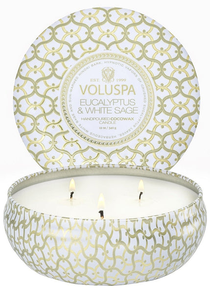 3 wick tin candle - eucalyptus