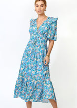 Load image into Gallery viewer, multi floral short sleeve midi dress
