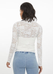 long sleeve stretch lace top