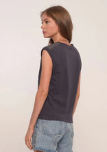 Load image into Gallery viewer, leather shoulder trim tee
