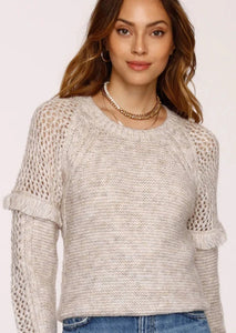 open weave sleeve sweater