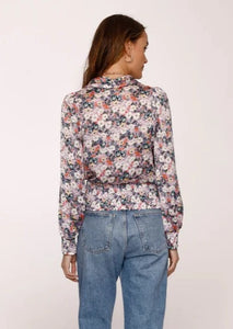 pleat waist long sleeve bloom blouse