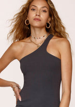 Load image into Gallery viewer, rib cinch one shoulder midi dress
