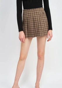 pleat plaid skirt