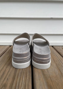 metallic footbed slide sandal