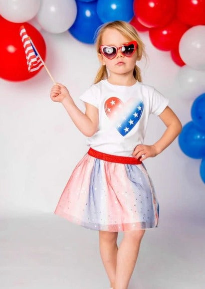 girls patriotic heart tee