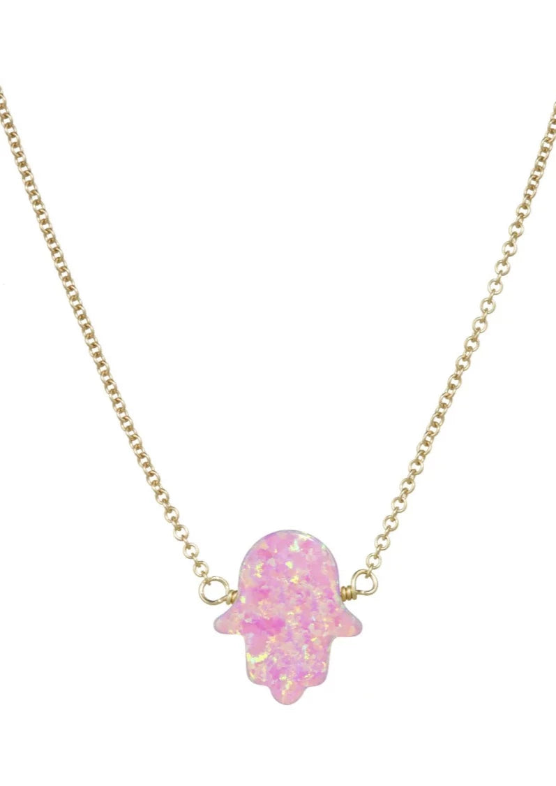 gold filled necklace hamsa