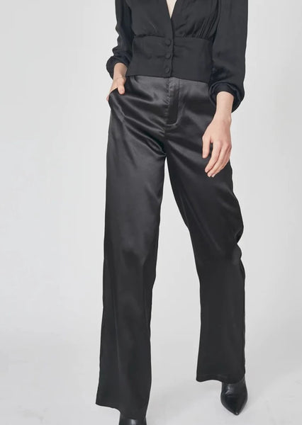 women black satin trouser pant