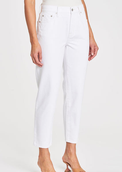 women high rise white jeans cropped