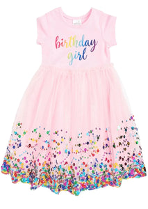 birthday girl pink confetti dress