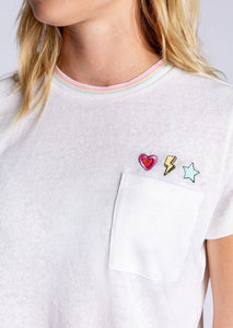 embroidered pocket short sleeve tee