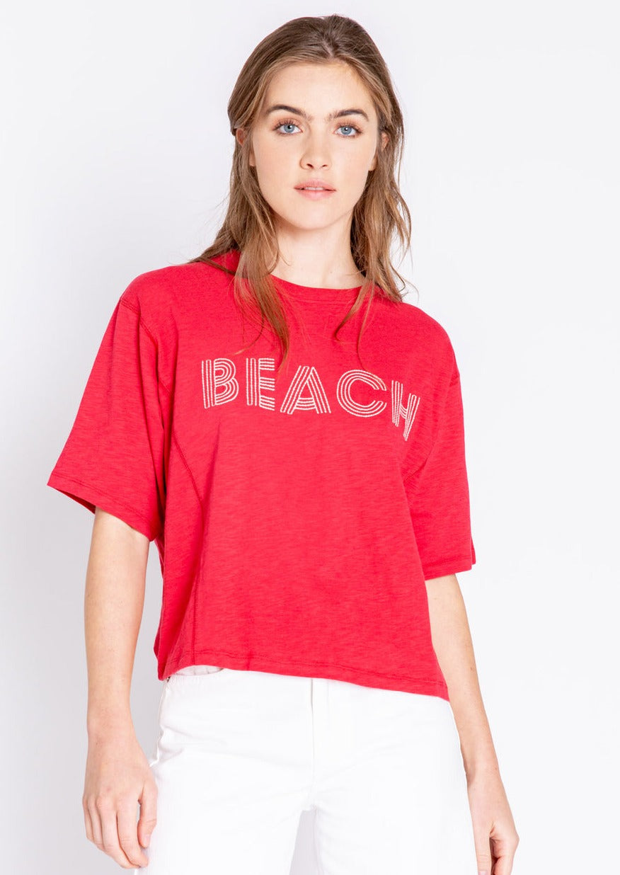 embroidered beach t