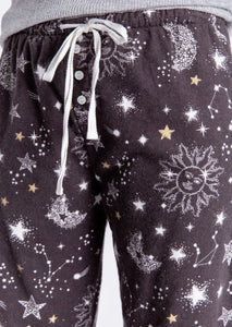celestial print flannel pant