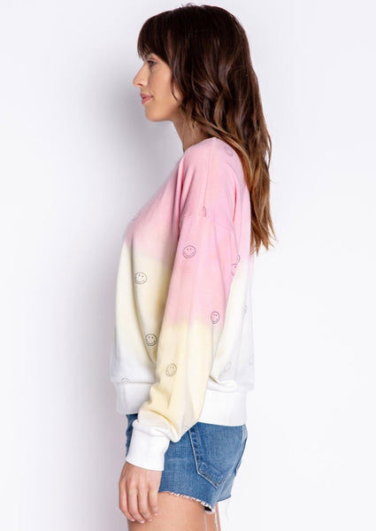 long sleeve ombre smiles sweatshirt