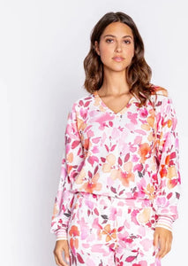 waffle lilac floral lounge top