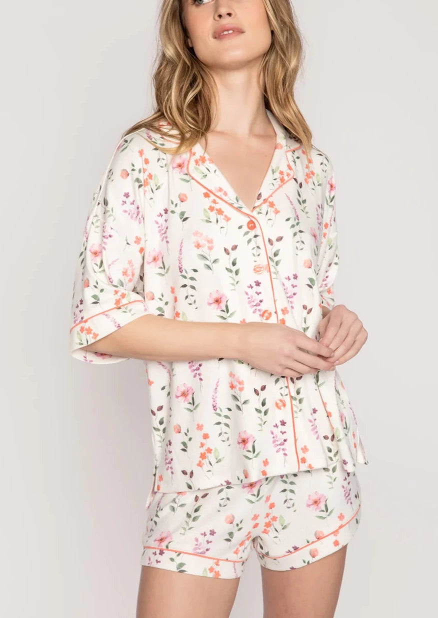 knit floral pj set