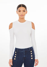 Load image into Gallery viewer, cold shoulder jersey crew top

