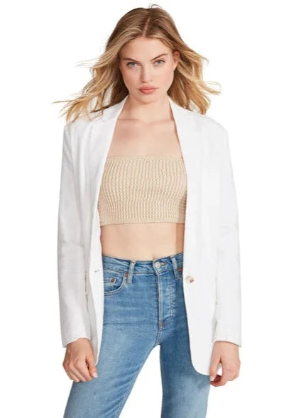 women white oversized linen blazer