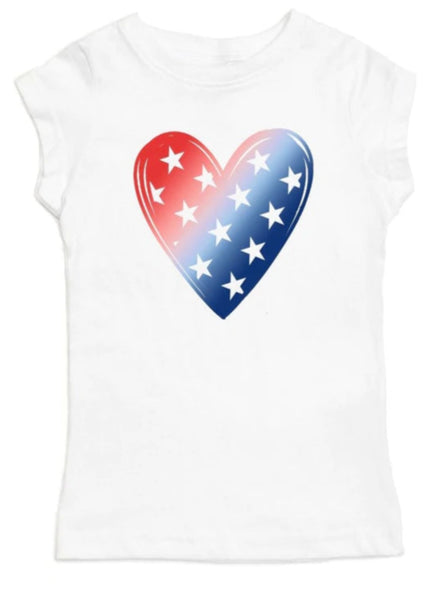 girls patriotic heart tee