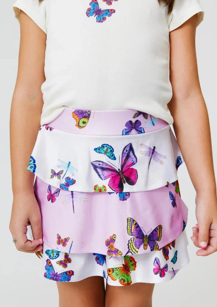 girls butterflies tiered skirt