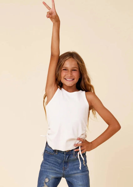 girls ruched rib tank