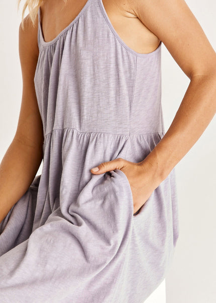 tiered cami midi dress