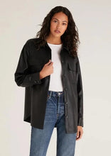 Load image into Gallery viewer, women faux leather shacket 
