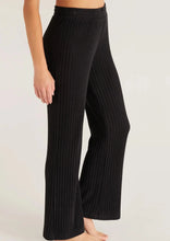 Load image into Gallery viewer, women black flare rib cozy pant
