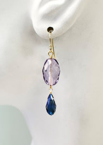 amethyst crystal drop earring